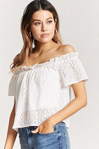 Off-the-shoulder Floral Crochet Top