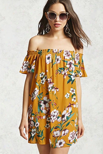 Off-the-shoulder Floral Dress