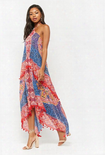 Ornate Print Halter Maxi Dress