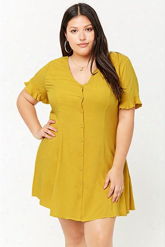 Plus Size Button-front Shift Dress