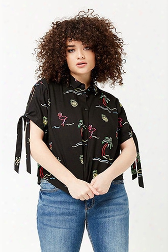 Plus Size Flamingo Print Shirt