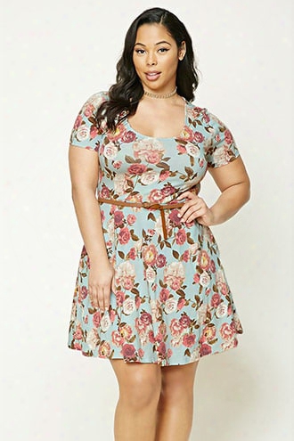 Plus Size Floral Print Dress