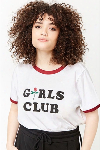 Plus Size Girls Club Graphic Ringer Tee