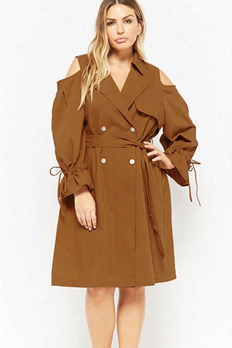 Plus Size Open-shoulder Coat