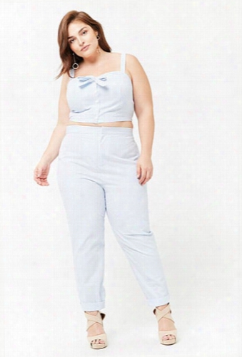 Plus Size Pinstriped Ankle Pants