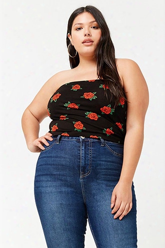 Plus Size Rose Graphic Tube Top