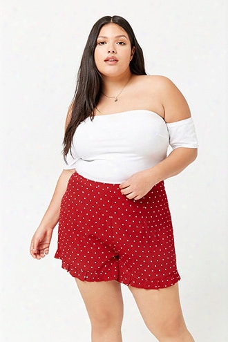 Plus Size Ruffled Polka Dot Shorts