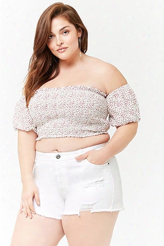 Plus Size Smocked Floral Crop Top