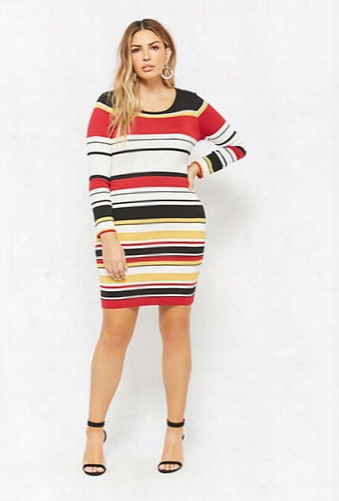 Plus Size Striped Bodycon Dress