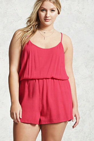 Plus Size Woven Cami Romper