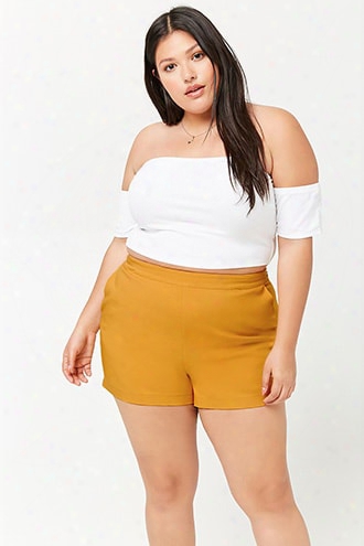 Plus Size Woven High-rise Shorts