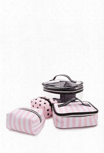 Polka Dot And Striped Makeup Bag Set