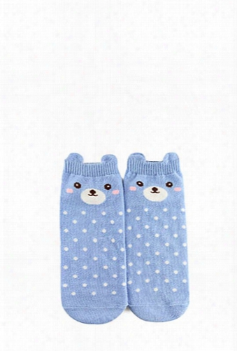 Polka Dot Bear Ankle Socks