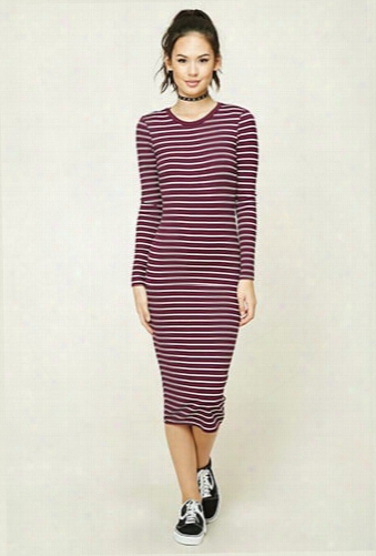 Ribbed Stripe Midi Derss