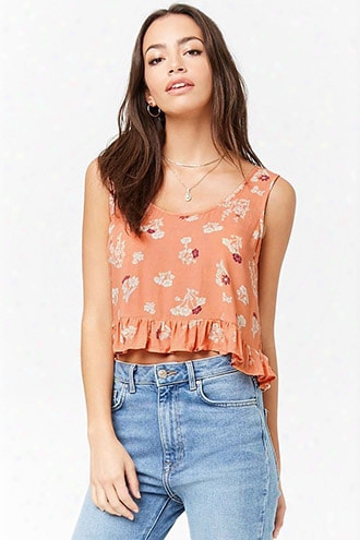 Ruffled Floral Crop Top