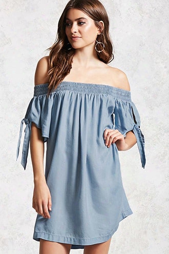 Self-tie Chambray Dress