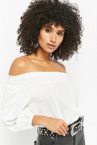 Smocked Cutout Off-the-shoulder Top