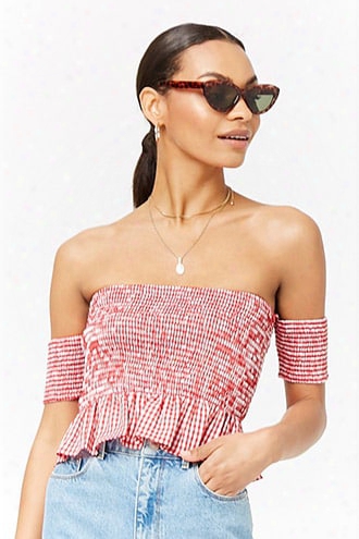 Smocked Gingham Crop Top