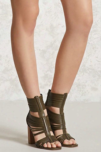 Strappy Faux Leather Heels