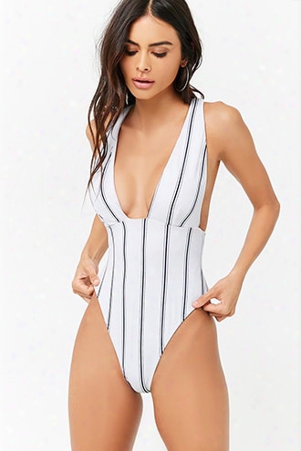 Striped Crisscross One-piece Swimsuit