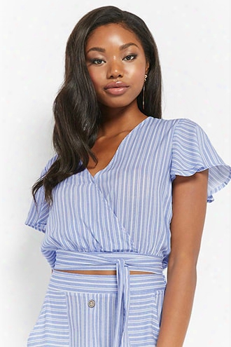 Striped Mock-wrap Top