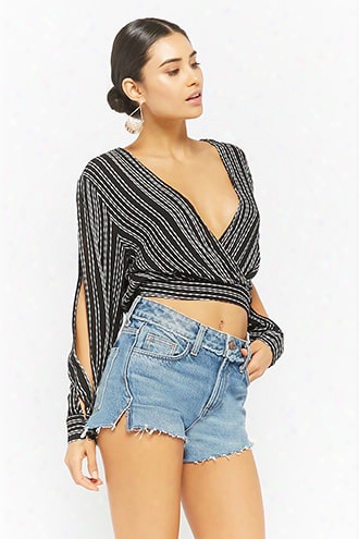 Striped Surplice Crop Top