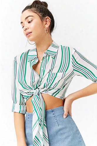 Striped Tie-front Shirt
