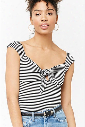 Striped Tie-front Tee