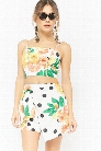 Floral Polka Dot Citrus Print Cami Crop Top