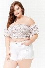 Plus Size Smocked Floral Crop Top