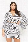 Plus Size Striped Bell-Sleeve Crop Top