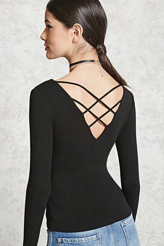 V-neck Caged Back Top