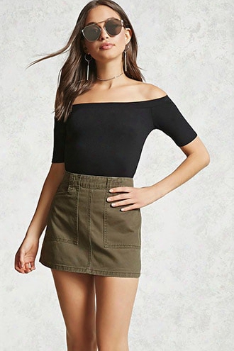 Zip-back Denim Mini Skirt
