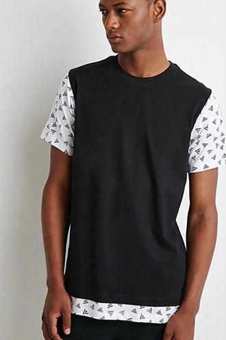 Abstract Print-paneled Tee