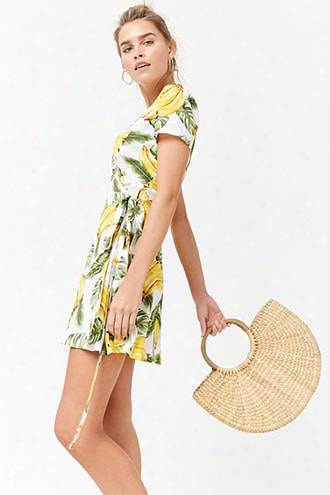 Banana Print Wrap Dress