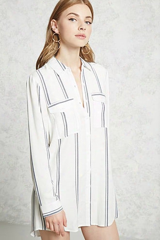 Boxy Striped Shirt Dress