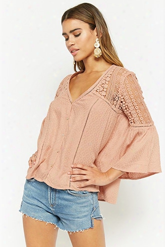 Crochet-trim Bell-sleeve Top