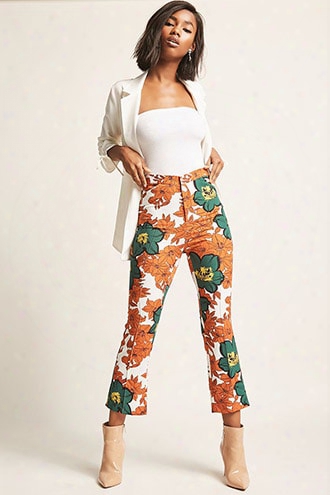 Cropped Floral Print Pants