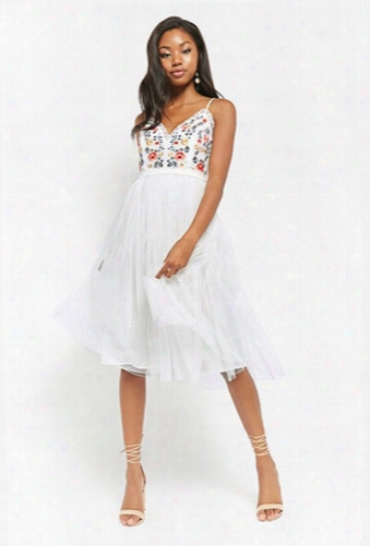 Embroidered Cami Tulle Dress