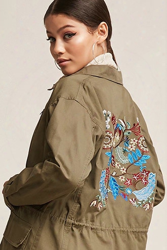 Embroidered Floral Military Jacket