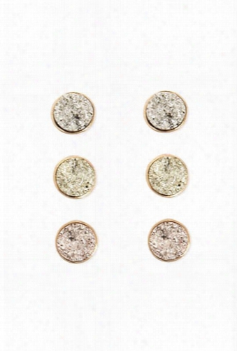 Faux Druzy Stud Earring Set