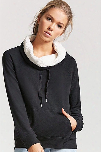 Faux Shearling Cowl Neck Sweater