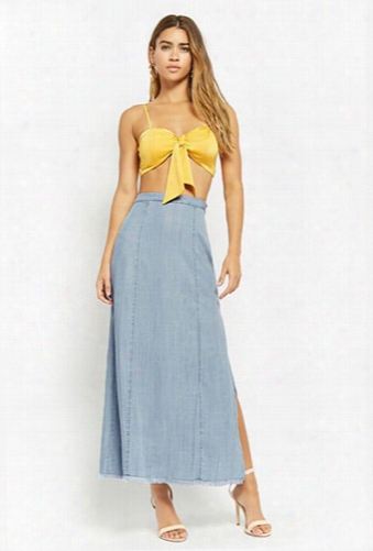 Flared Chambray Maxi Skirt