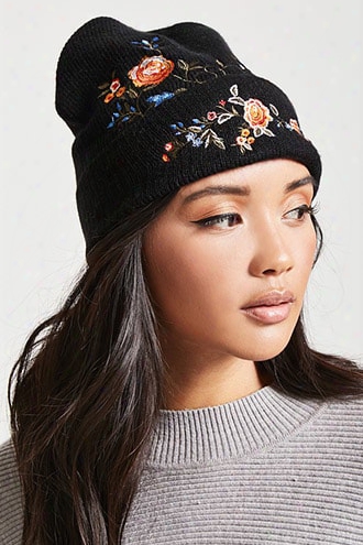 Floral Embroidered Beanie