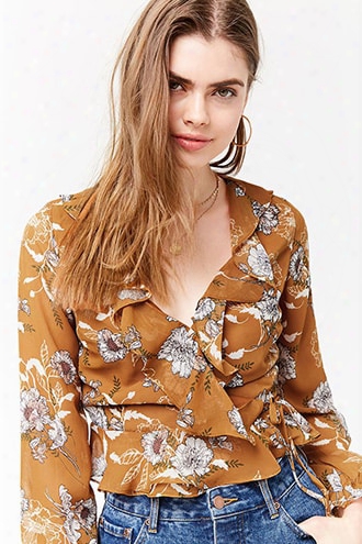 Floral Flounce Wrap Top