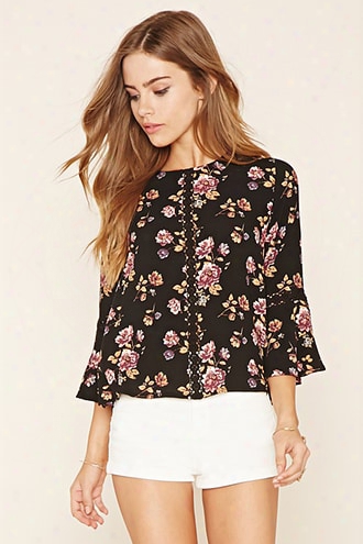 Floral Print Crochet Top