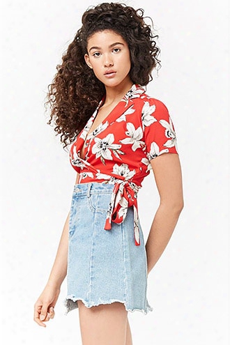 Floral Self-tie Wrap Top