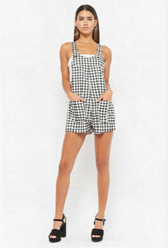 Gingham Buckle-strap Overalls