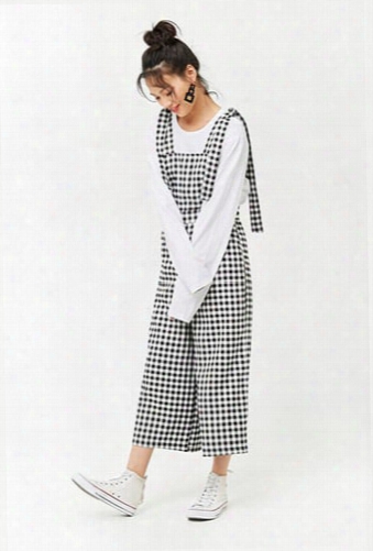 Gingham Tie-strap Overalls