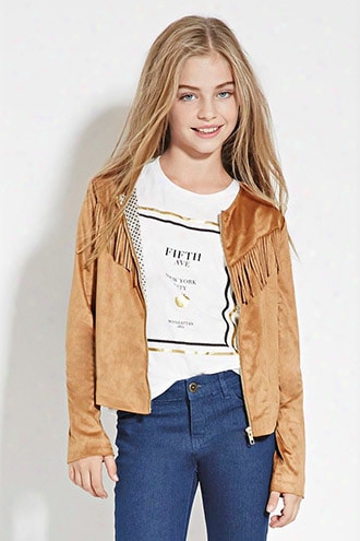 Girls Fringed Faux Suede Jacket (kids)